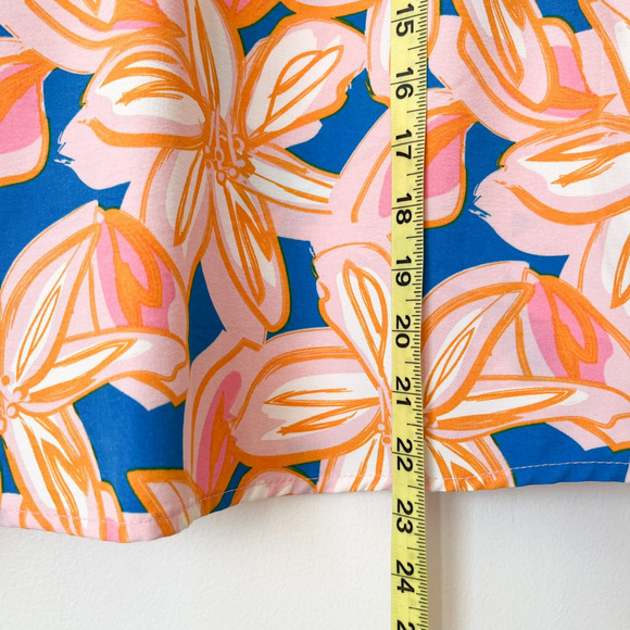 Michelle McDowell Tropical Floral Print Flutter Sleeve Notch Neck Top Resortwear - Picture 8 of 10